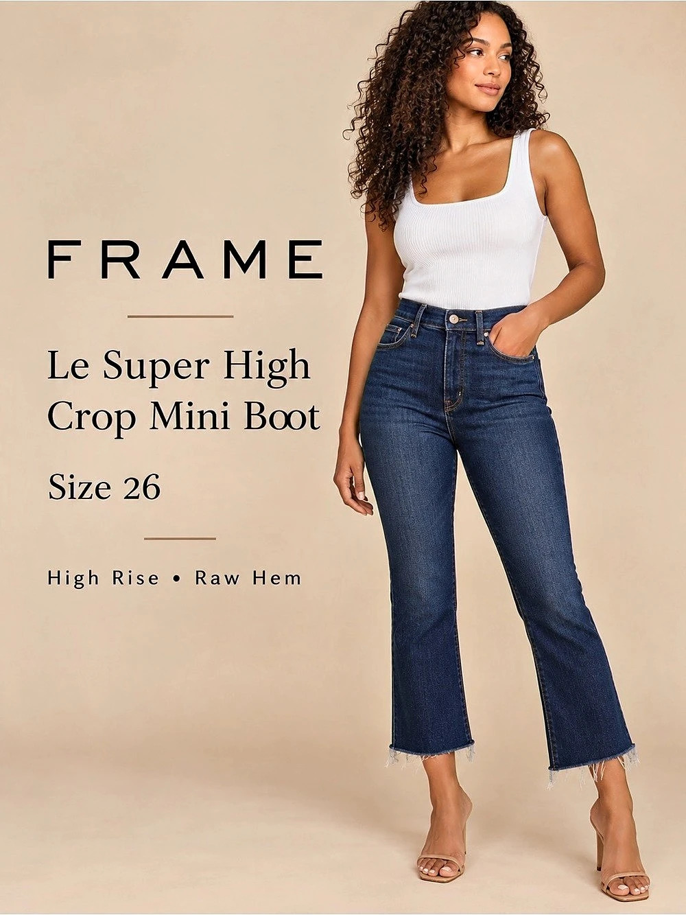 FRAME Le Super High Crop Mini Boot Jeans Dark Wash Size 26